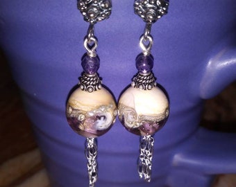 Handblown Glass with Amethyst s and Sterling