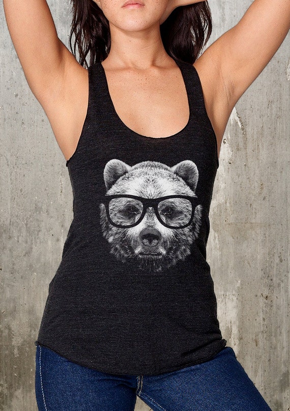Grizzly Bear In Glasses American Apparel Women's Racer