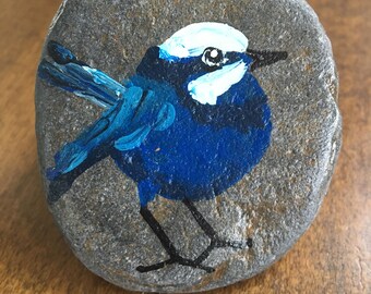 Painted bluebird pebble