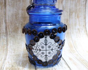 Papa Legba Vodou / Voodoo Bottle, Altar Bottle With Legba Veve, Papa Legba Altar Bottle, Vodou Bottle, Ritual Jar With Voodoo Veve