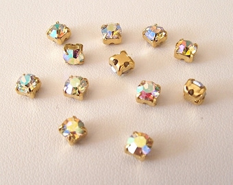 Crystal AB Rhinestones, 4.6mm, Lot of 12, SS19, Swarovski Chaton Montees, SS19, Sew On Rhinestones