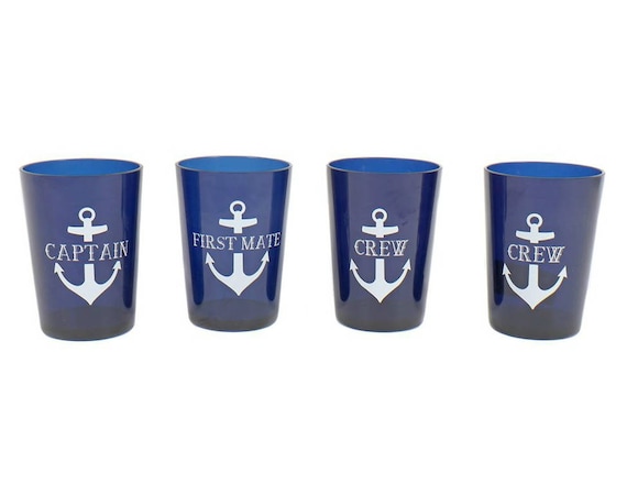 Captain/First Mate/Crew 4 Cup Plastic Drinkware Set