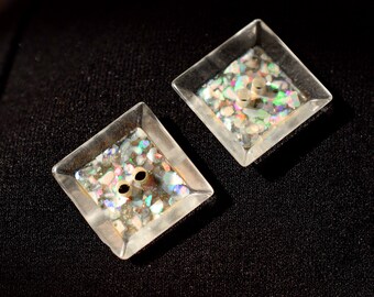 Iridescent Sparkly Glass Buttons