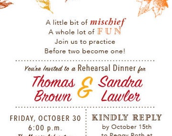 Fun Fall Rehearsal Dinner Invitation