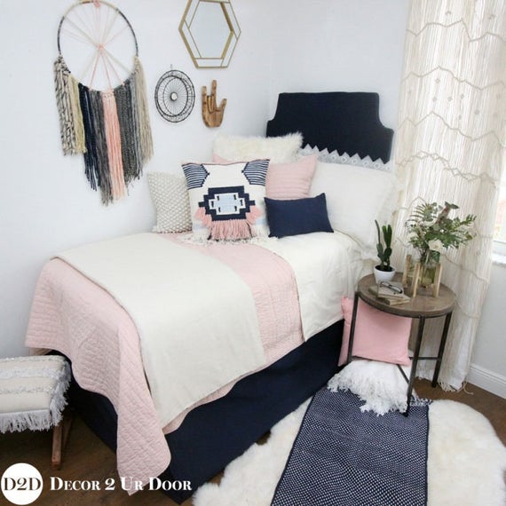 Solid Navy Custom Twin Dorm Headboard