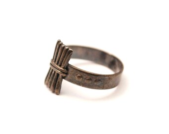 Vintage Sterling Midi Ring - Bushel of Wheat - Silver - Boho - Native - Bundle