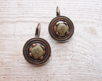 Green Sea Urchin Earrings Special Copper