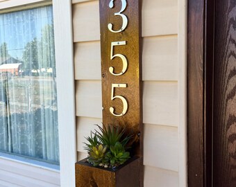 Address Sign, Address Box, Address Plaque, Address Planter Box, Rustic Address Sign, Succulent Planter, Welcome Sign, Rustic Home Decor