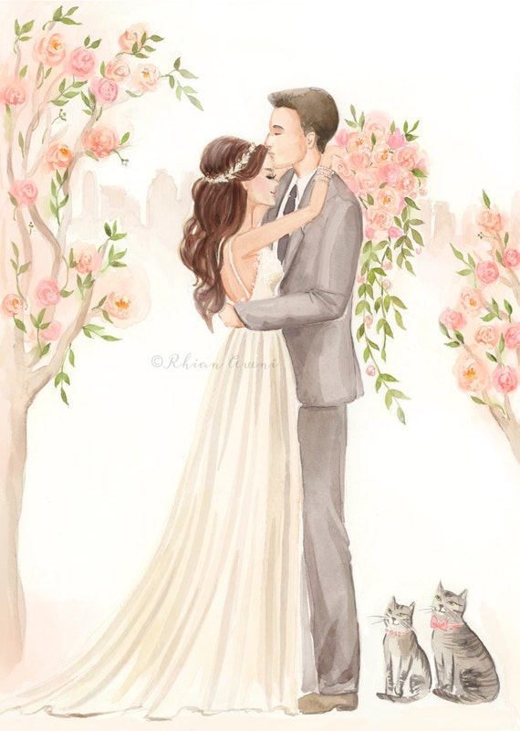 Items similar to Save the Date Illustration Custom Wedding Portrait