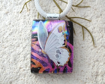 Butterfly Necklace, Fused Glass Jewelry,Dichroic Jewelry,OOAK Handmade Necklace, Dichroic Jewelry, Dichroic Pendant ccvalenzo,, 042618p100