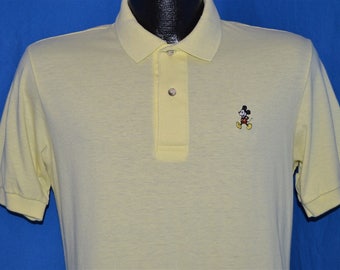 80s Walt Disney Mickey Mouse Yellow Polo Shirt Small