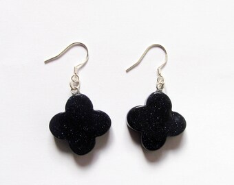 Earrings in 925 sterling silver and blue sand stone