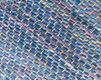 Hand Woven Rag Rug - Blue Cotton 26" x 40"