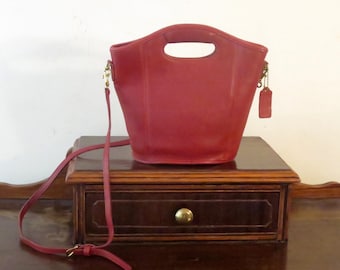 Etsy BDay SaleCoach Mini Shopper In Red Leather With Brass Hardware Style 9993 - Made In United States- VGC