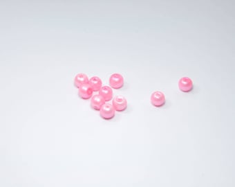 PE333 - Set of 10 frosted pink glass beads