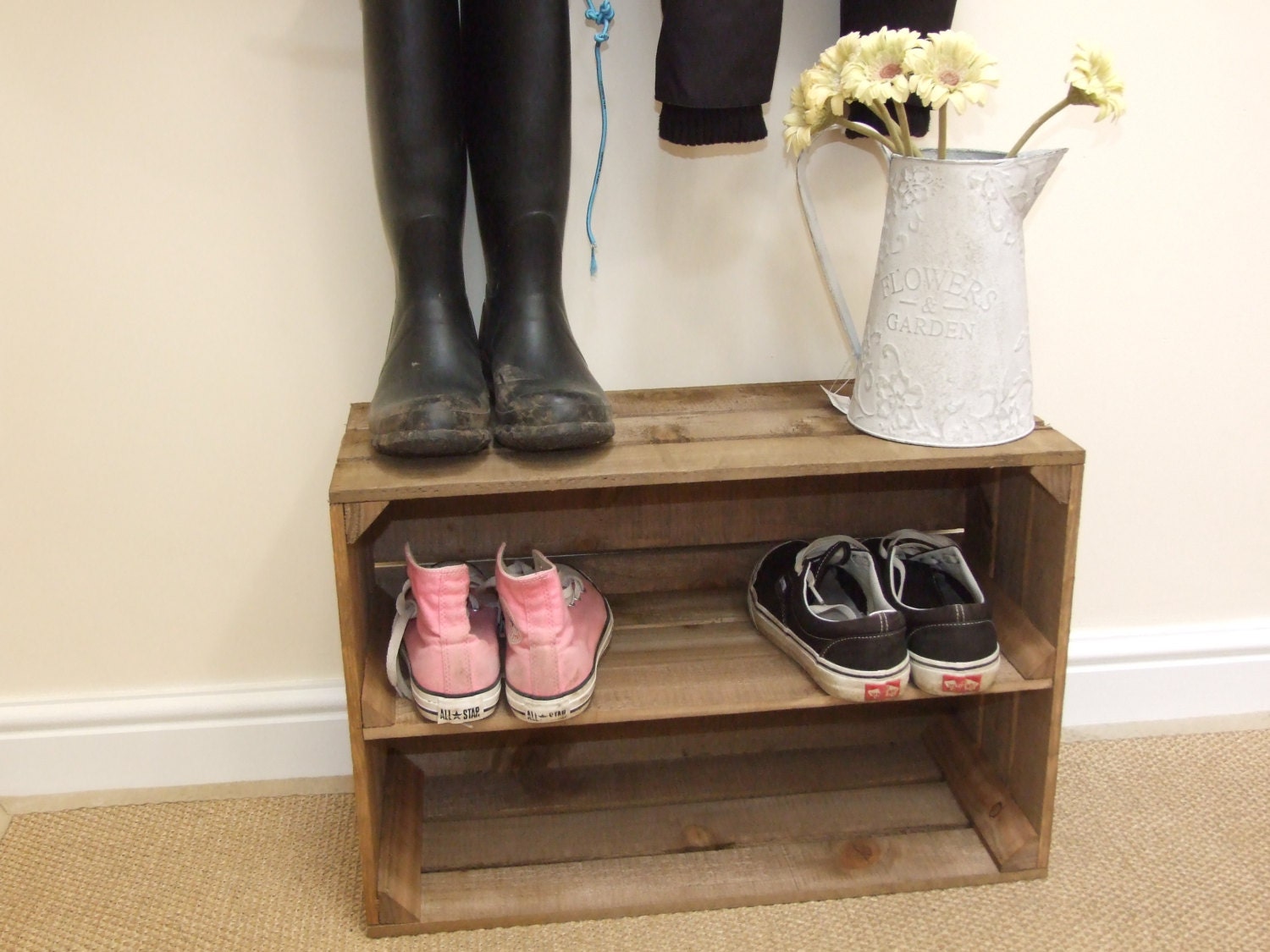 Rustic Vintage Style WOODEN SHOE RACK New Handmade Apple Rustic Vintage Style WOODEN SHOE RACK New Handmade Apple