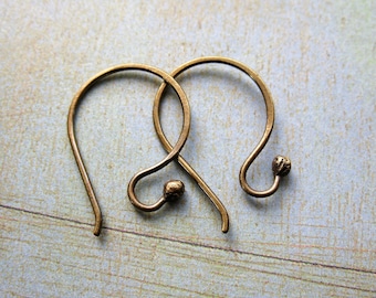 Antiqued Brass Ball Tipped Ear Wires - 1 pair - 20mm