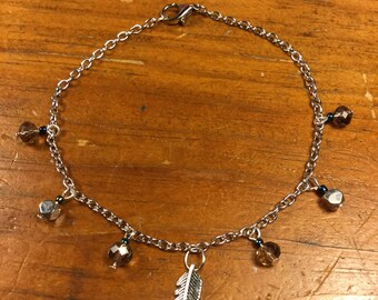 Crystal & Feather Ankle Bracelet