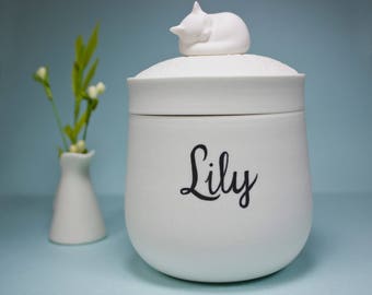 Cat Urn. Pet Urn. Pet Memorial. Add Your Pet's Name. Cat Gift. White Cat. Keepsake Box. Pet Loss. Custom Pet Urn. Pet Urn. Pet Memorial. Cat