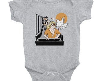 Fabio Gets Goosed Onesie, Infant Bodysuit, by Jessie Weinberg Art