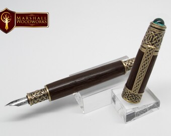Celtic Fountain Pen in Ancient Irish Bog Oak Wood