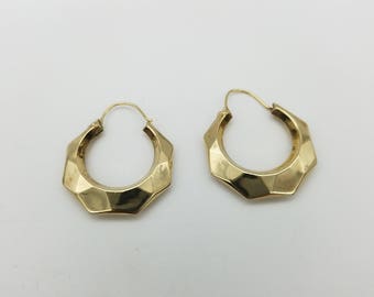 14K Gold Filled Scalloped Hoop Estate Earrings