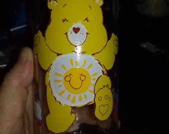 Care Bear Pizza Hut Drinking Glass 1983 Collector's Funshine Bear Feel Fantastic