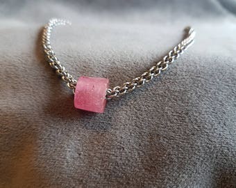 Custom JPL Chainmaille bracelet or necklace with pink glass bead