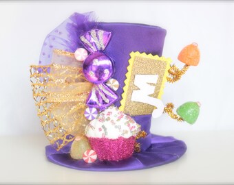 Willy Wonka Inspired Charlie and the Chocolate Factory Golden TIcket - Mini Top Hat Headband - Perfect Candyland Birthday Photography Prop