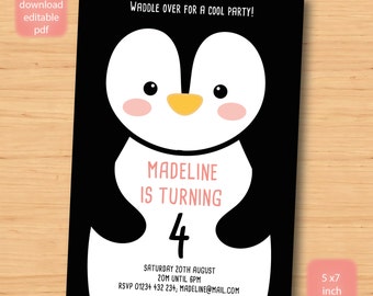 Penguin Party Invitations Printable 2