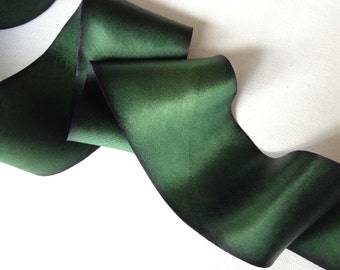 Pine Needle Green Hand Dyed Silk Ribbon-2 yard increments