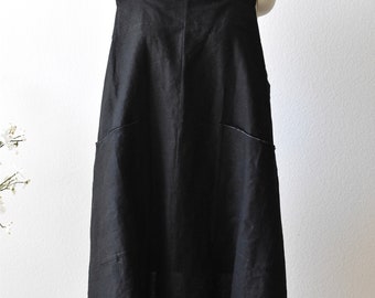 Linen Crossback Pinafore Apron Black