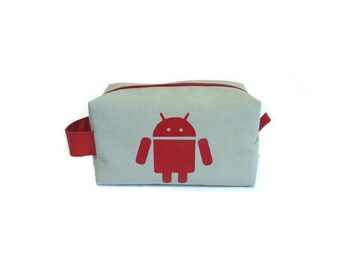 Trousse de toilette enfant grise et robot rouge