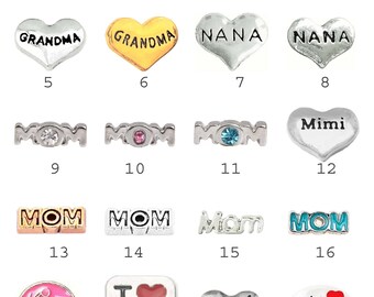 Mom, Grandma, and Nana Floating Charms