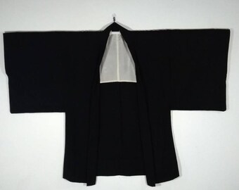 H292 Vintage Japanese Men's Kimono Jacket Haori | Floral Kimono Haori | Kimono Cardigan | Short Kimono Robe | Short Sleeve