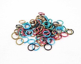 FC34 - Random mixed colors of 7mm open jump rings / 7mm Random Mixed Colours Open Jump Rings.