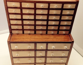 Miniature Handmade Wooden Apothecary Cabinet