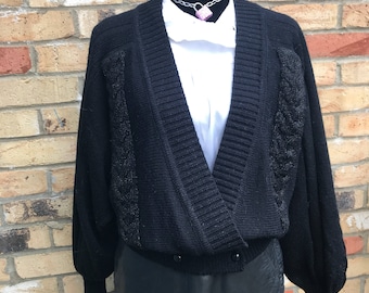 Original vintage 1980s batwing cardigan recycle rewear retro fashion