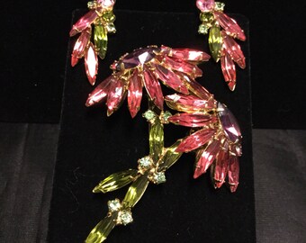 D&E Juliana Double Daisy In Fuschia and Purple Brooch and Earrings