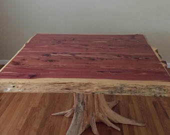 Stump Table, Cedar Dining Table, Live Edge Table, Breakfast Nook, Small Table