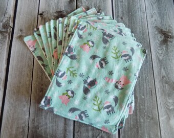 Un-paper towels, Reusable flannel paper towels, ecofriendly kitchen, Zero Waste life, Foxes