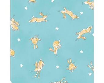 Clothworks Guess How Much I Love You Bunny Scatter Blue (Half metre)