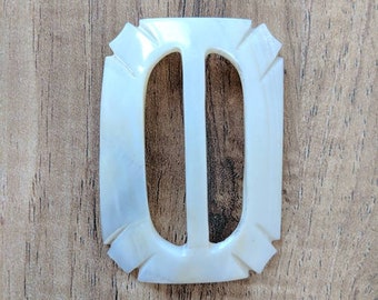 Vintage 30s/40s Pearl White Curved Art Deco Belt Buckle