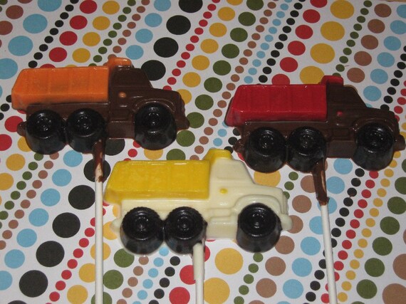 One dozen dump truck lollipops suckers party favors