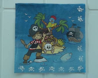 set of 2 papierserviette pirate small paper napkins and his Treasure Island