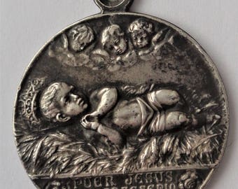 Rare Antique Religious Medal Baby Jesus