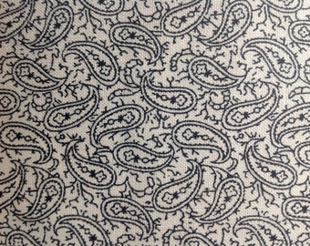 Heritage Prints by Benartex Fabrics/Quilting Sewing Craft Fabric/Small Scale Black and White Paisley Print/HALF Yard Pricing