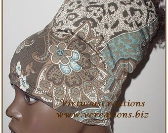 HeadBand-HeadTube - Head Wrap - Paisley-Cheetah Print-Brown-White-Blue-Locs-Natural Hair Accessories