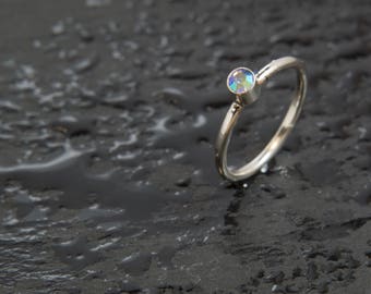 Vintage Crystal AB Swarovski Crystal & Sterling Silver Stacker Ring