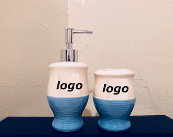 Fashion ceramic soap dispenser and toothbrush holder set!
